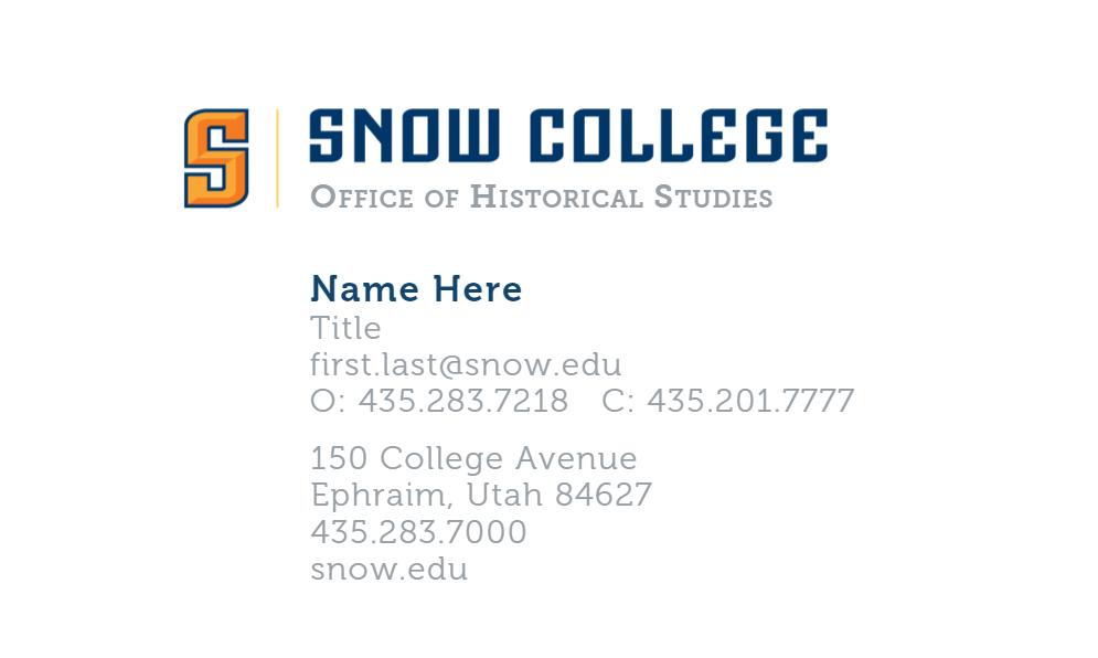 Snow College Collection - Business Cards