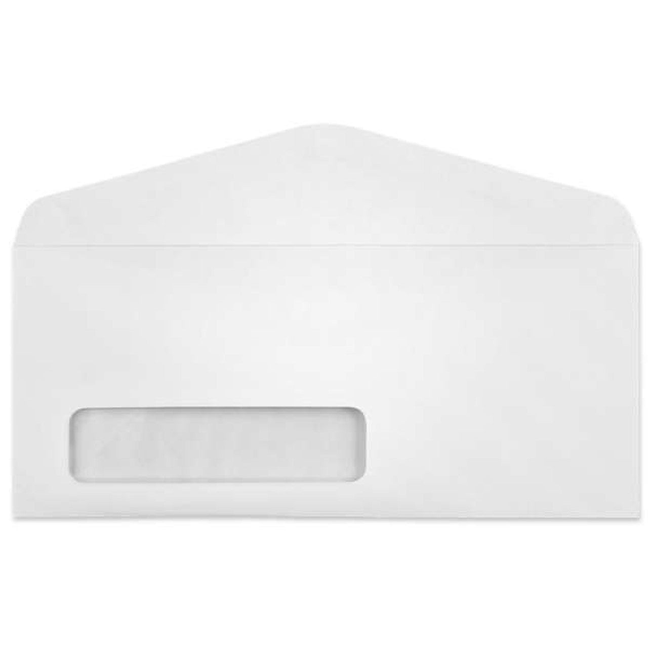 White envelope with a clear window on a white background
